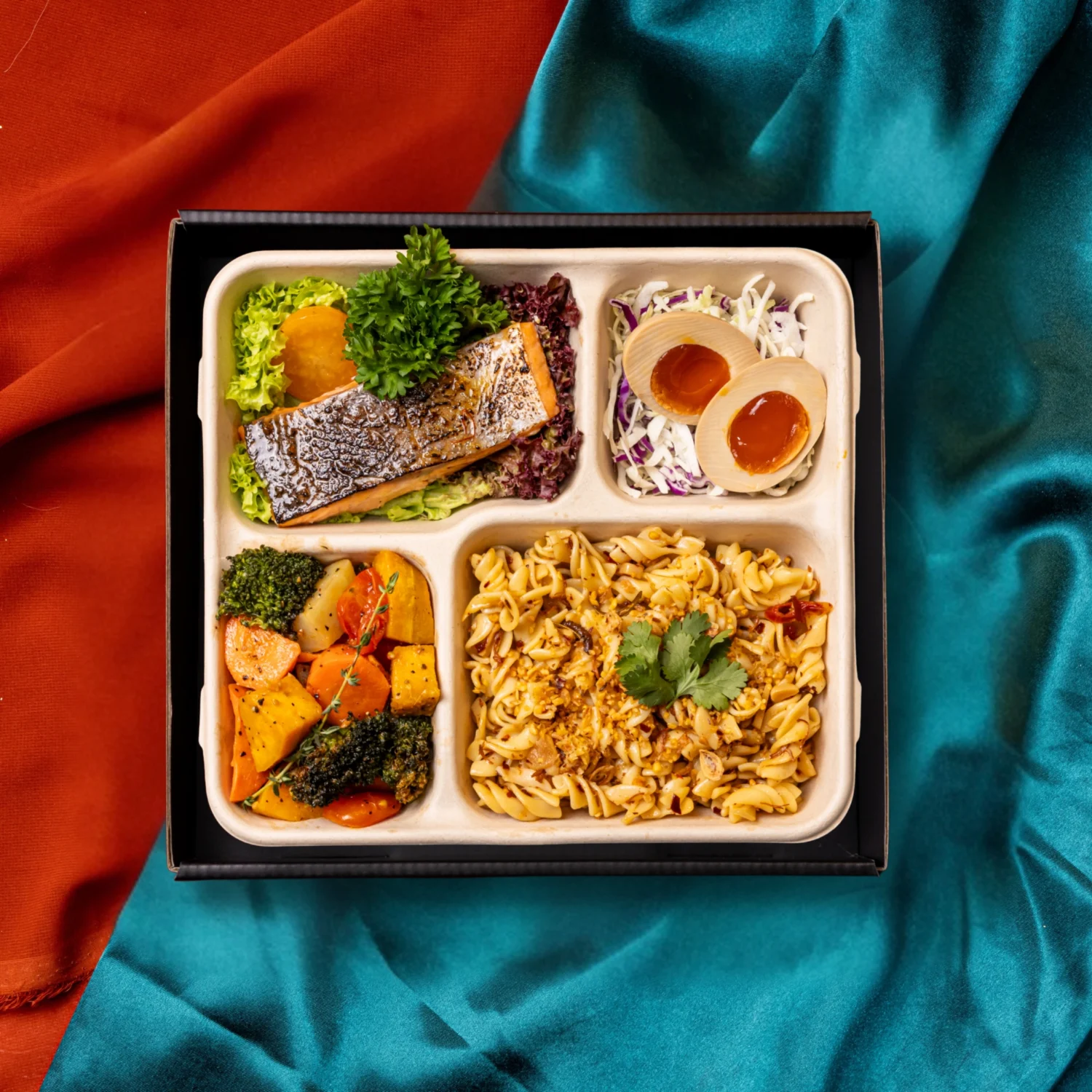 Fortune Kumquat Soy-Glazed Salmon Bento