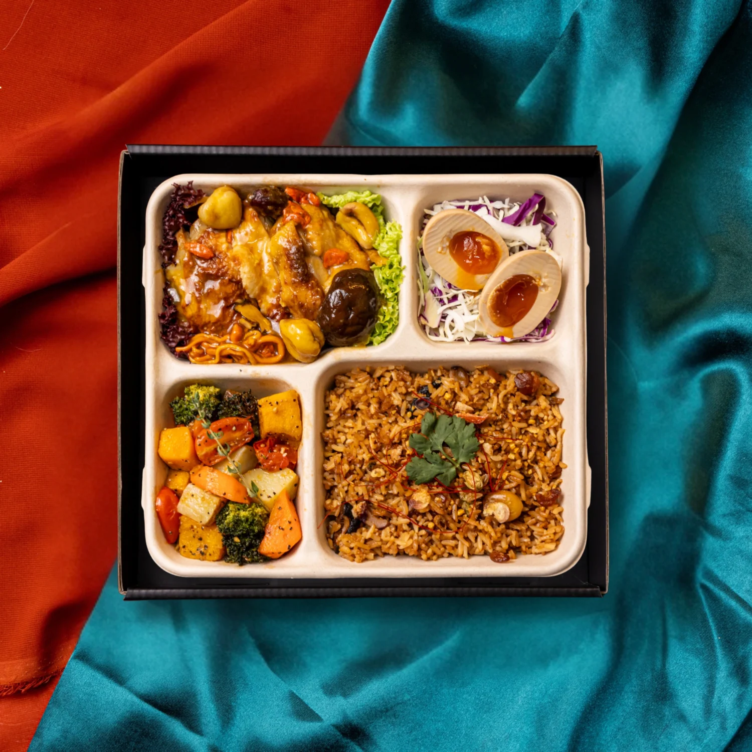 Herbal-Infused Roast Chicken with Mushrooms & Chestnuts Bento