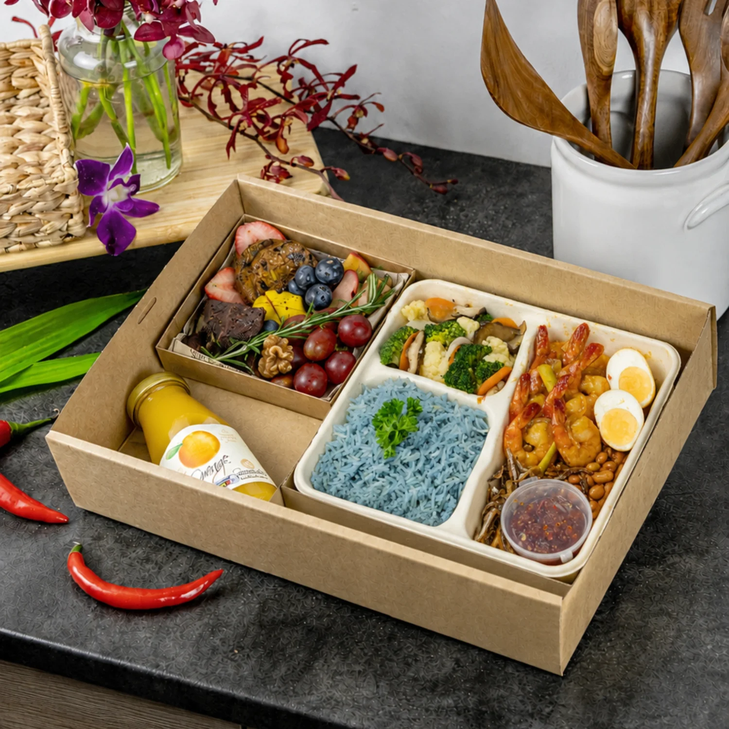 Appreciation Box - Nasi Lemak Bento with Peranakan-style Sambal Assam Prawns